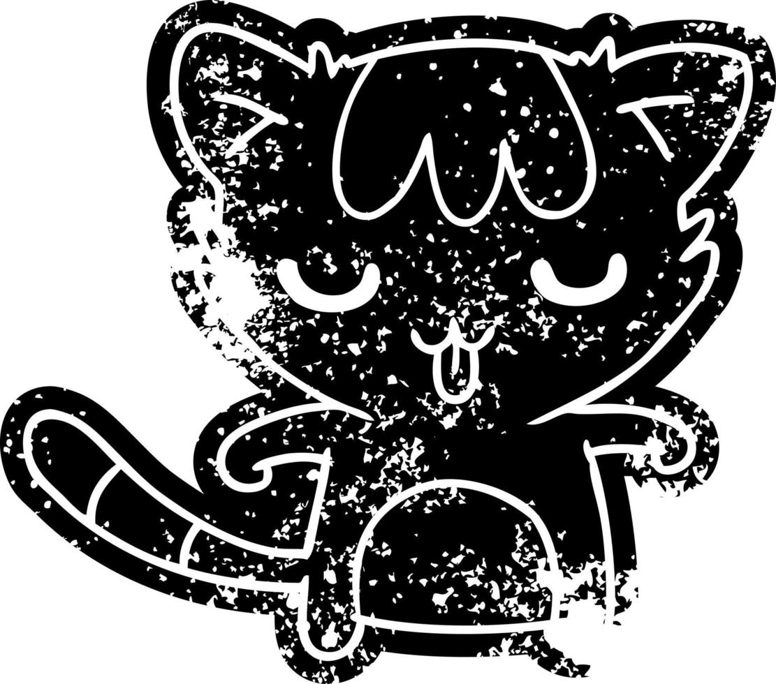 grunge ikon av en söt kawaii tvättbjörn vektor