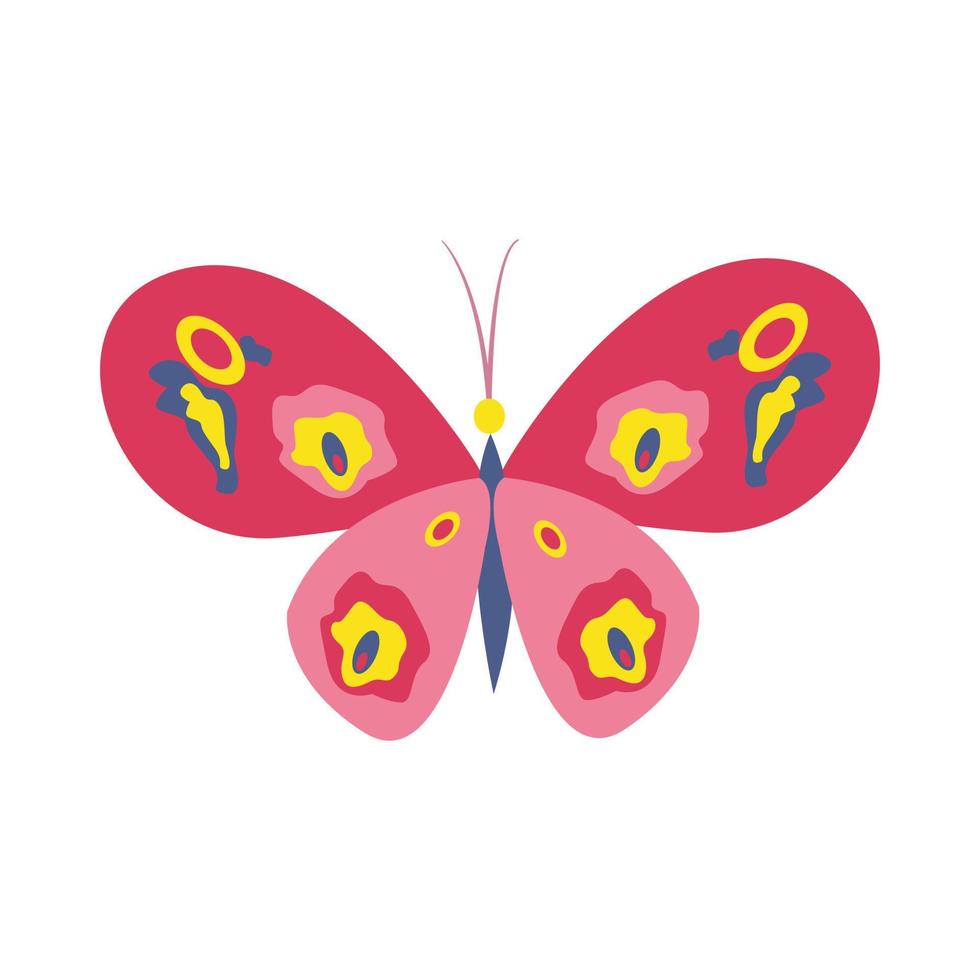 färgglad rosa fjäril. exotiska flygande insekter. vektor illustration