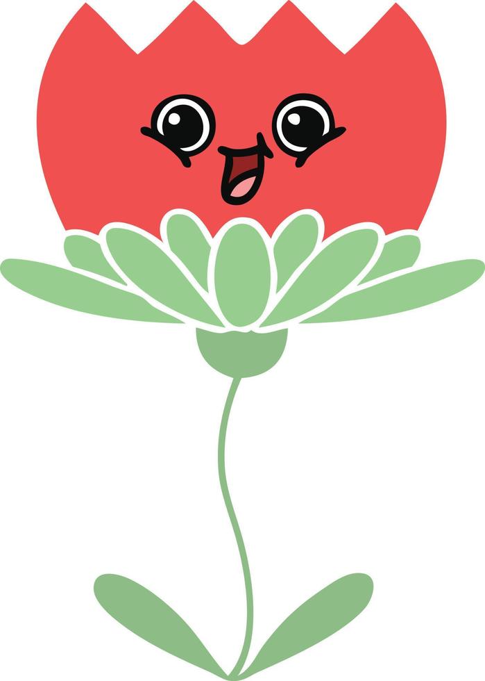 Flache Farbe Retro-Cartoon-Blume vektor