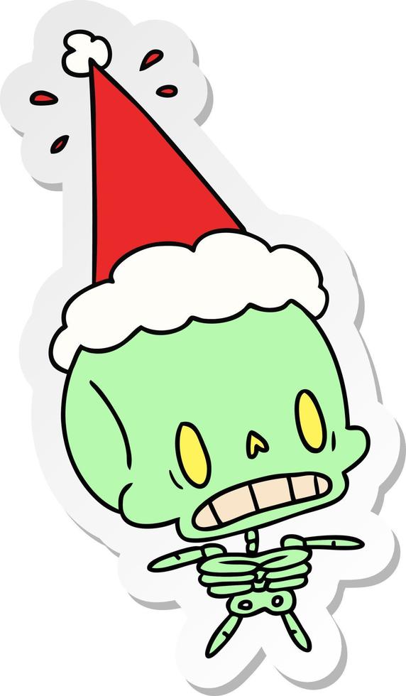 weihnachtsaufkleberkarikatur des kawaii skeletts vektor