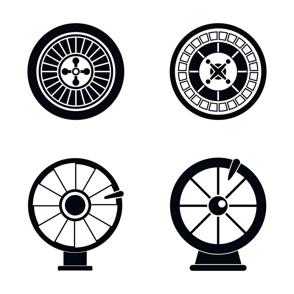 roulette hjul förmögenhet ikoner set, enkel stil vektor