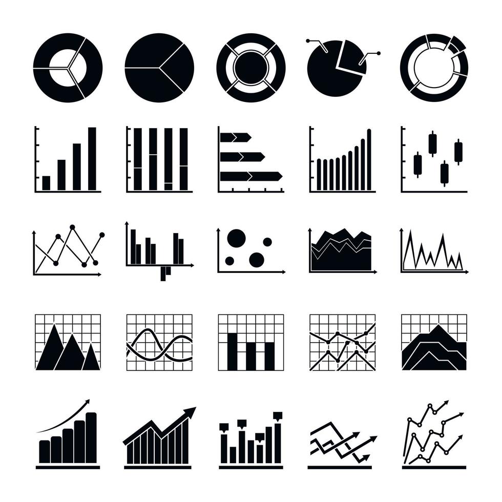 Diagrammdiagramm-Icon-Set, einfacher Stil vektor