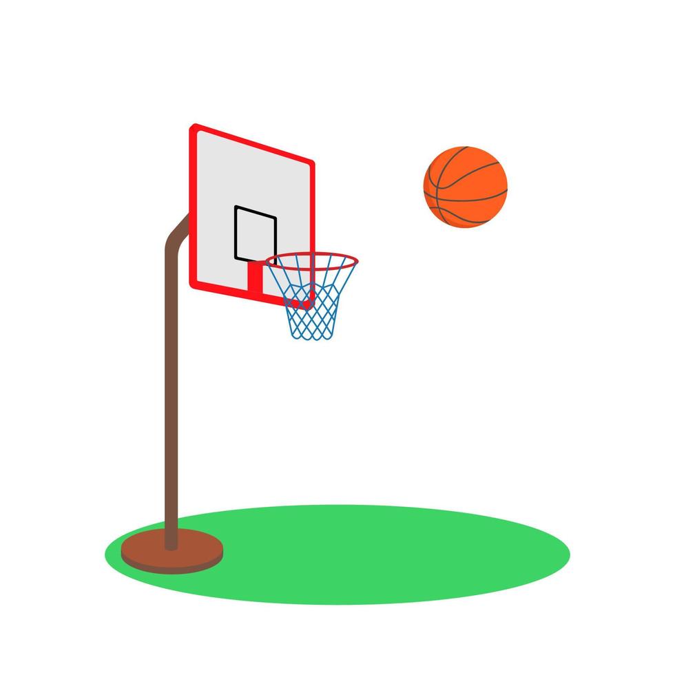 Basketballkorb mit Ball. Vektorbild für die Gestaltung von Flyern, Hintergründen, Covern, Aufklebern, Postern, Bannern, Websites und Seiten. vektor