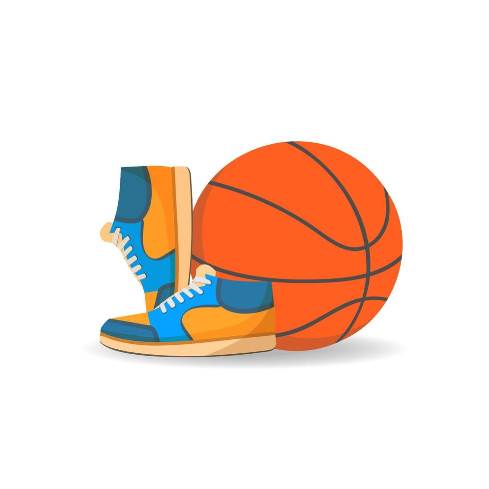 Basketball mit Turnschuhen. Vektorbild für die Gestaltung von Flyern, Hintergründen, Covern, Aufklebern, Postern, Bannern, Websites und Seiten. vektor