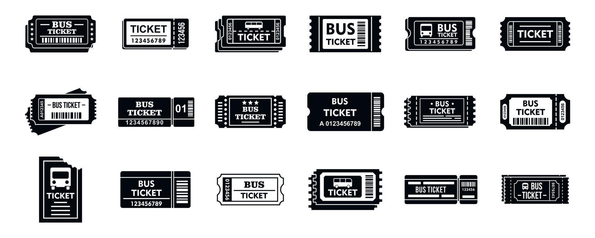 City Bus Ticketing Icons Set, einfacher Stil vektor