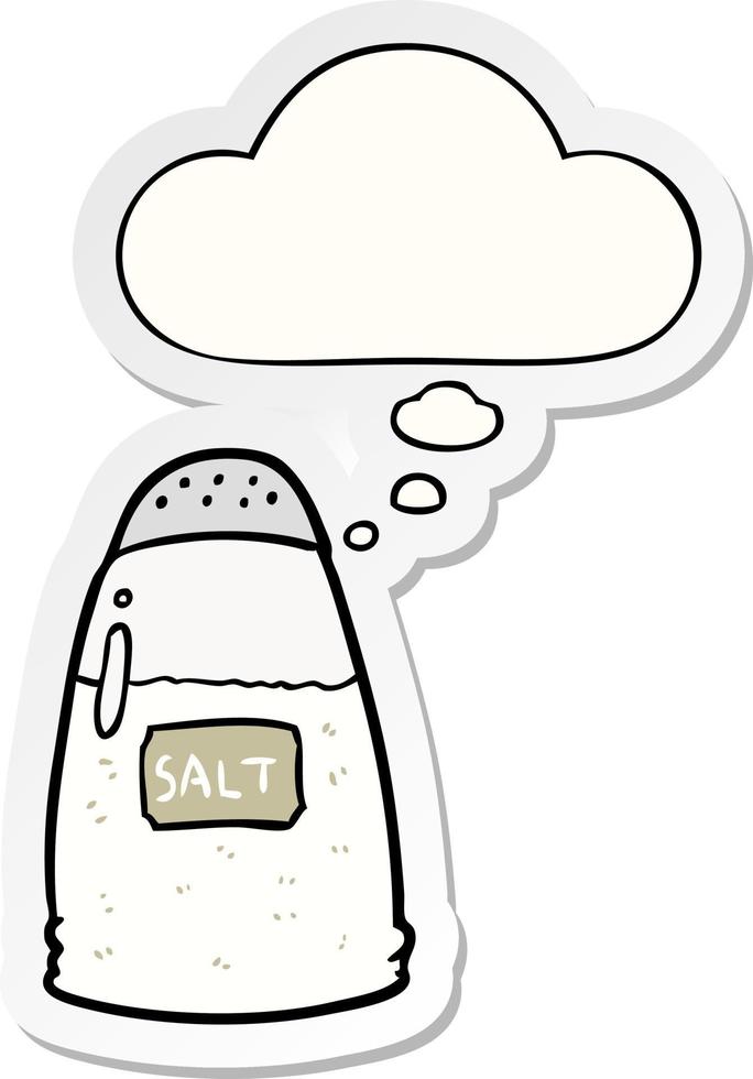 Cartoon Salz und Gedankenblase als bedruckter Aufkleber vektor