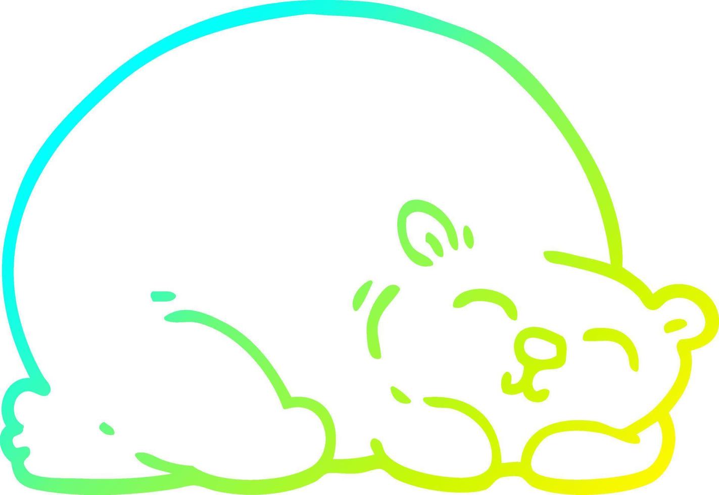 Kalte Gradientenlinie Zeichnung Cartoon glücklicher Eisbär schläft vektor