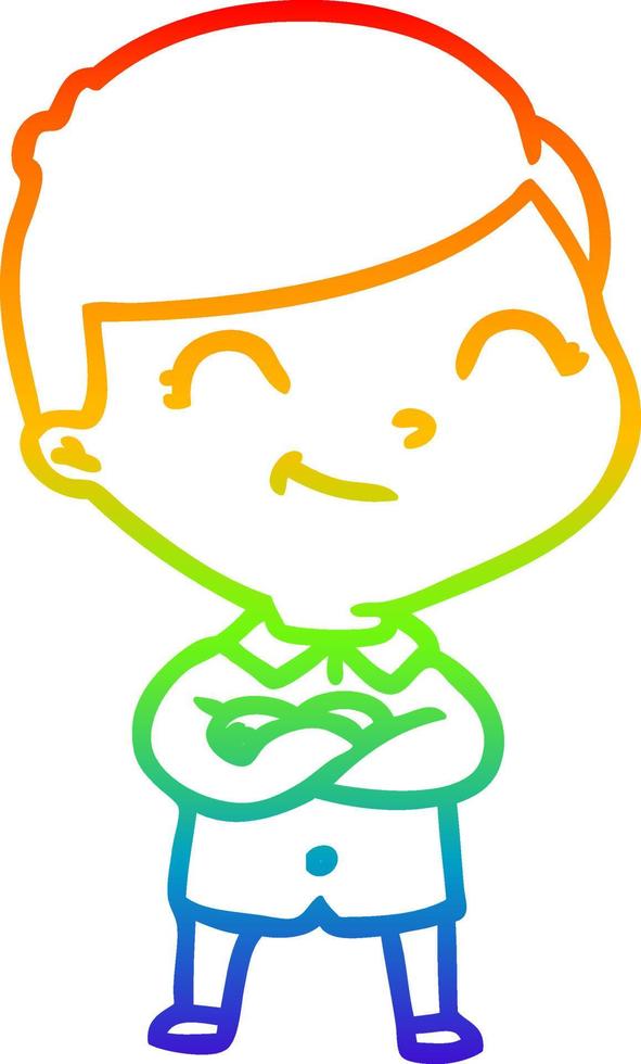 Regenbogen-Gradientenlinie Zeichnung Cartoon-Junge lächelnd vektor