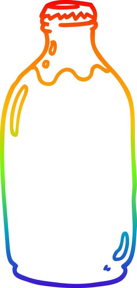 Regenbogen-Gradientenlinie Zeichnung Cartoon-Milchflasche vektor
