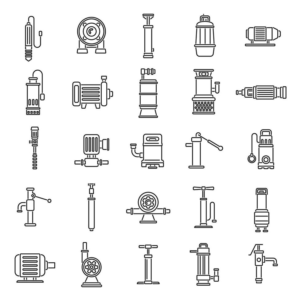Pumpensymbole setzen Umrissvektor. Wassertank vektor