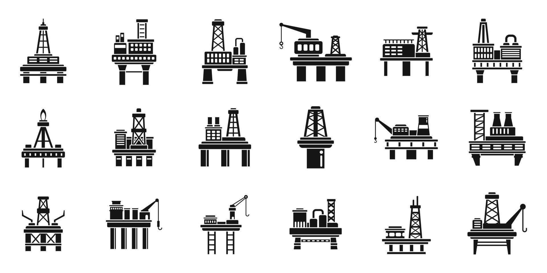 Symbole für Seebohrinseln setzen einfachen Vektor. Öl Industrie vektor