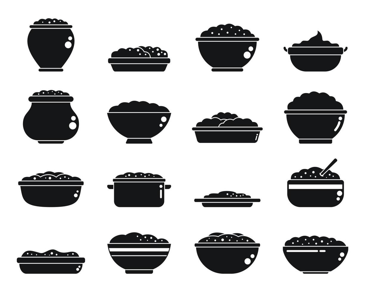 Kartoffelpüree-Symbole setzen einfachen Vektor. essen frühstück vektor