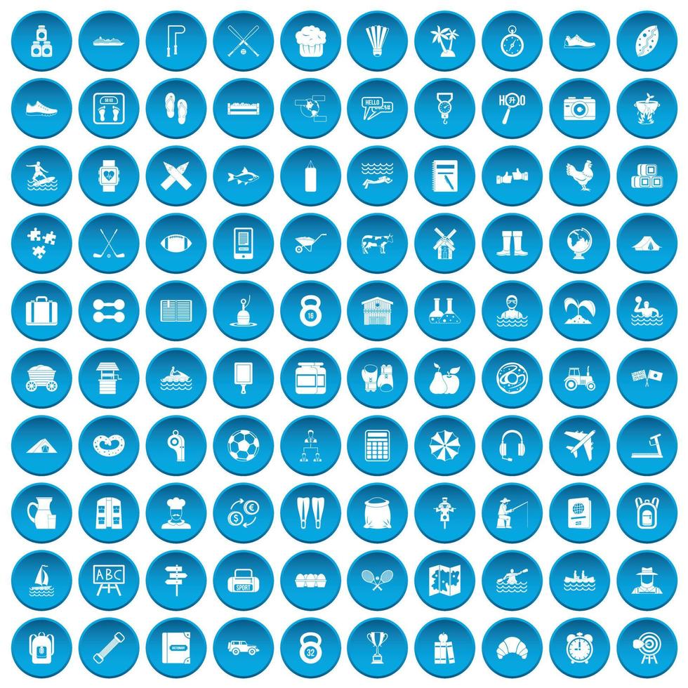 100 Aktivitätssymbole blau gesetzt vektor