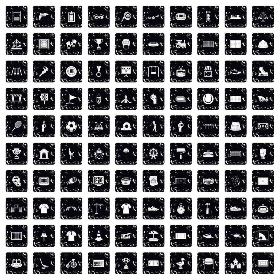 100 Spielplatz-Icons gesetzt, Grunge-Stil vektor