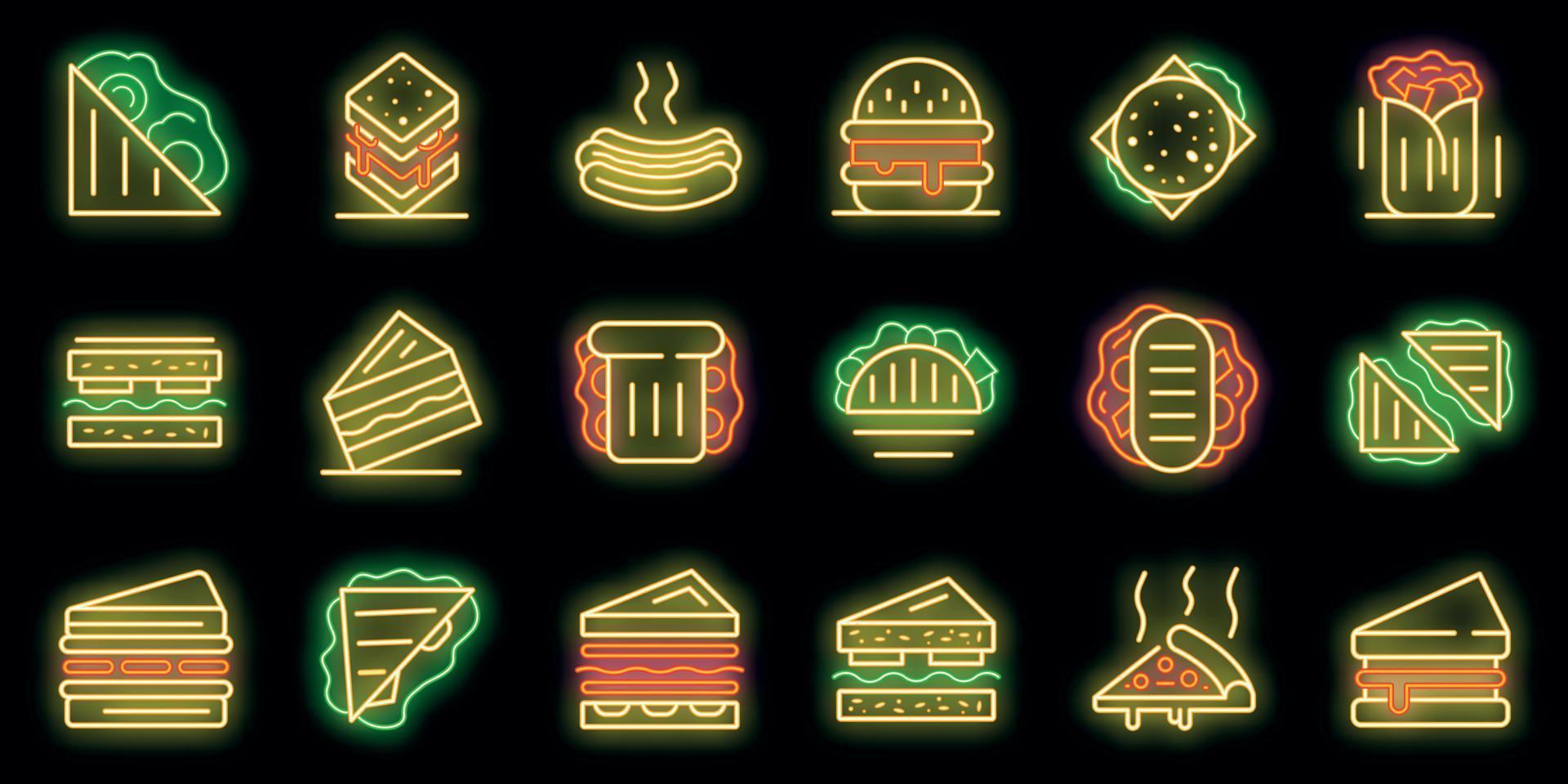 Sandwich-Bar-Symbole setzen Vektor-Neon vektor