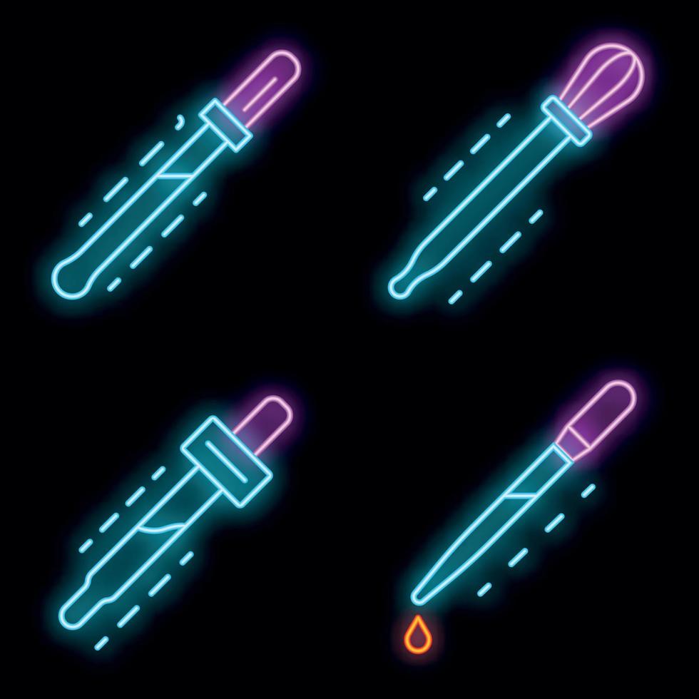 Pipette Icon Set Vektor Neon