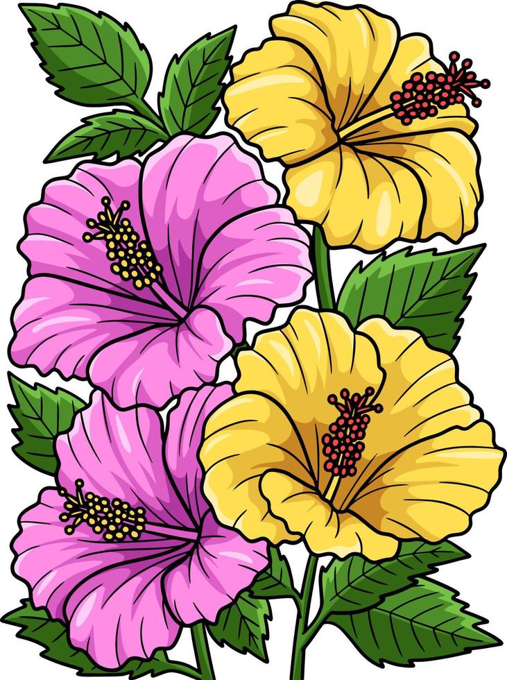 Hibiskus-Blumen-Cartoon-farbige Cliparts vektor