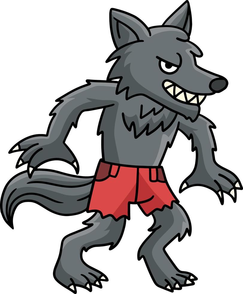 Werwolf-Halloween-Cartoon-farbige Cliparts vektor