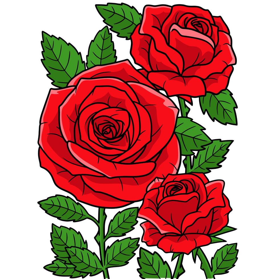 rose blume cartoon farbige clipart illustration vektor