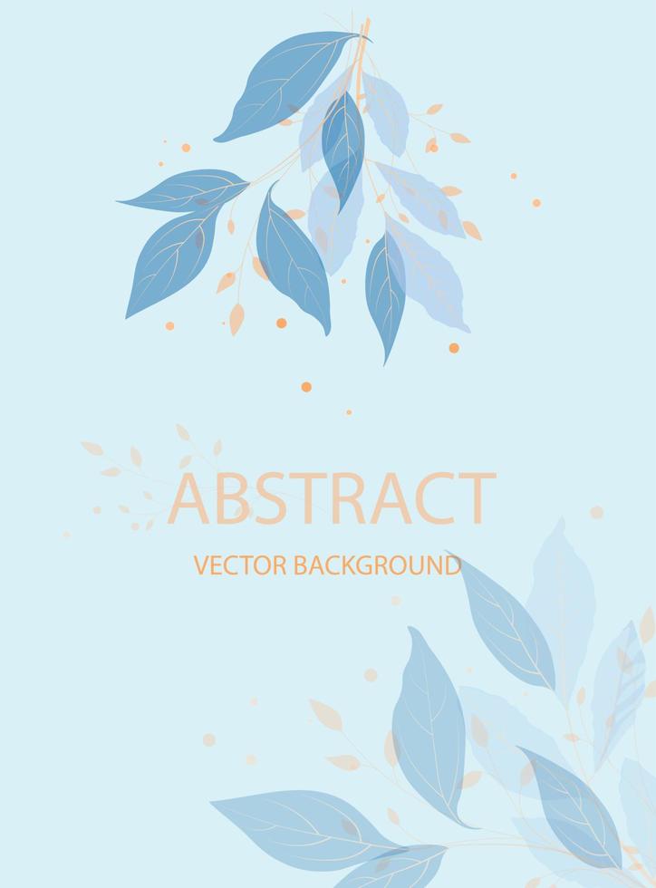 vektor bakgrund av abstrakt konst. en lyxig bakgrund av ett blått inbjudningskort med en linjekonstblomma och botaniska löv, organiska former, akvareller. vektor inbjudan design för bröllop
