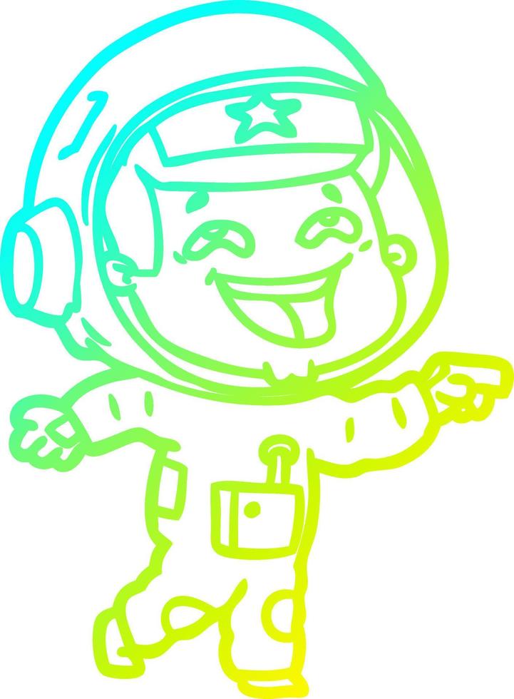 Kalte Gradientenlinie Zeichnung Cartoon lachender Astronaut vektor