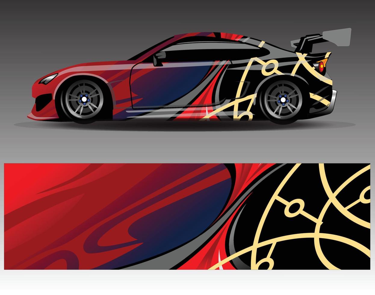 bil dekal grafisk vektor wrap vinyl klistermärke. grafisk abstrakt randdesign för racingfordon