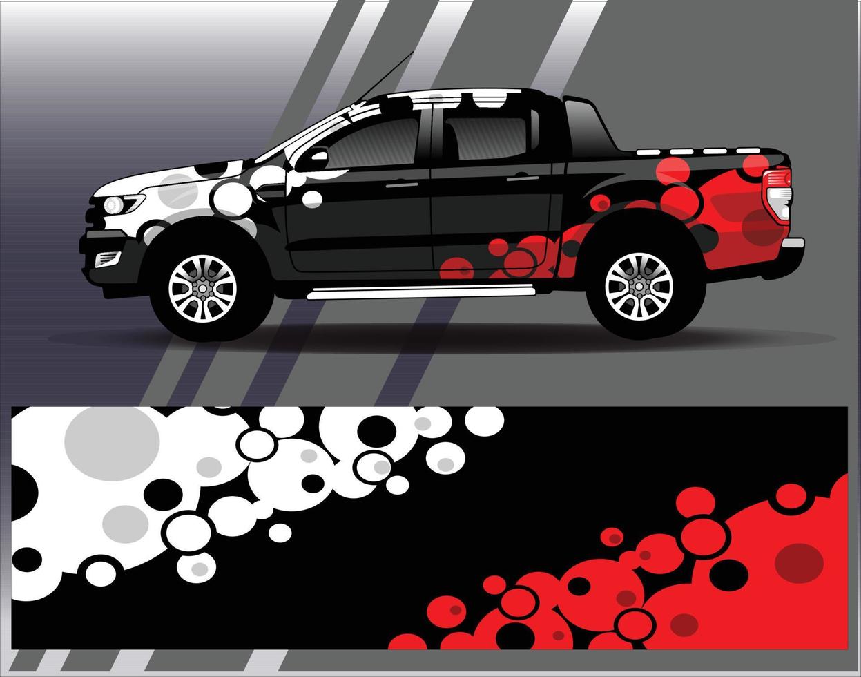 Auto-Wrap-Design-Vektor-LKW- und Fracht-Van-Aufkleber. grafische abstrakte Streifen-Rennhintergrunddesigns für Fahrzeug-Rallye-Rennabenteuer und Autorennen-Lackierung vektor