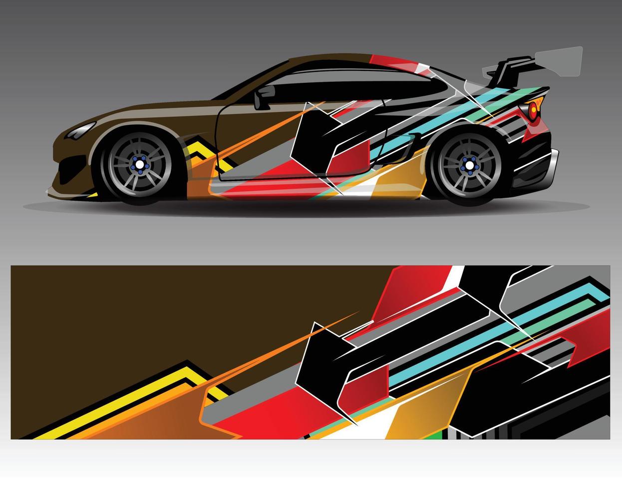 bil dekal grafisk vektor wrap vinyl klistermärke. grafisk abstrakt randdesign för racingfordon