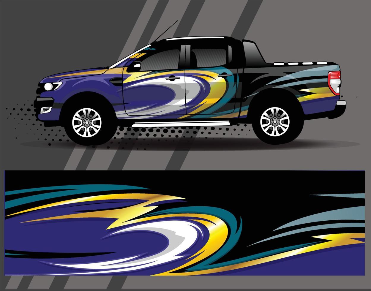 bil wrap design vektor lastbil och lastbil dekal. grafisk abstrakt stripe racing bakgrundsdesign för fordonsrallyraceäventyr och bilracinglivery