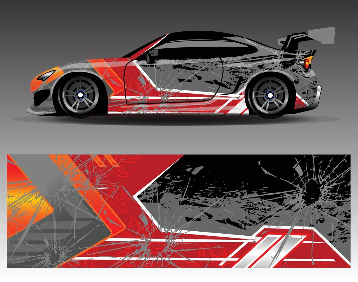 bil dekal grafisk vektor wrap vinyl klistermärke. grafisk abstrakt randdesign för racingfordon