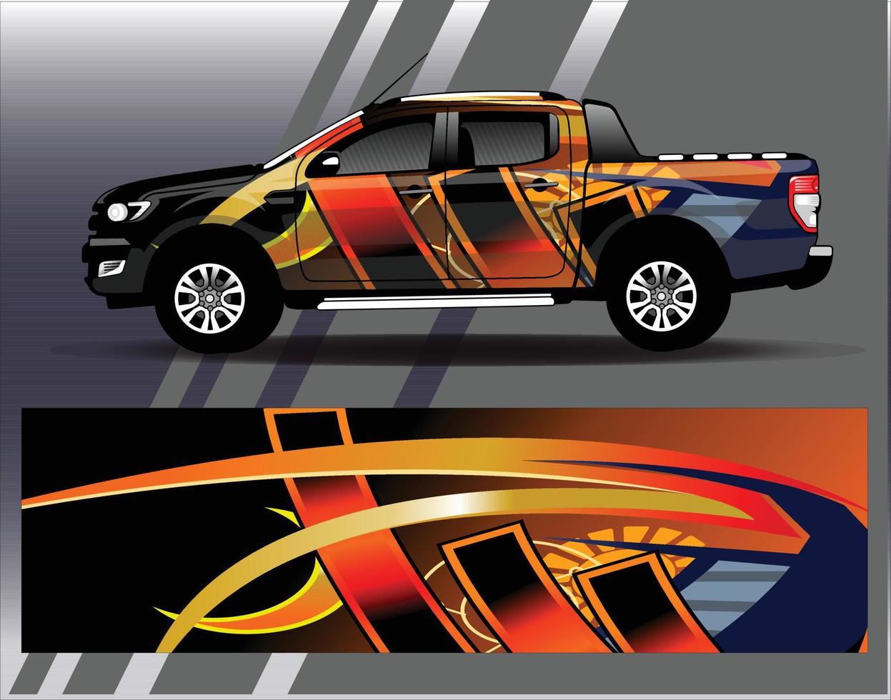 bil wrap design vektor lastbil och lastbil dekal. grafisk abstrakt stripe racing bakgrundsdesign för fordonsrallyraceäventyr och bilracinglivery