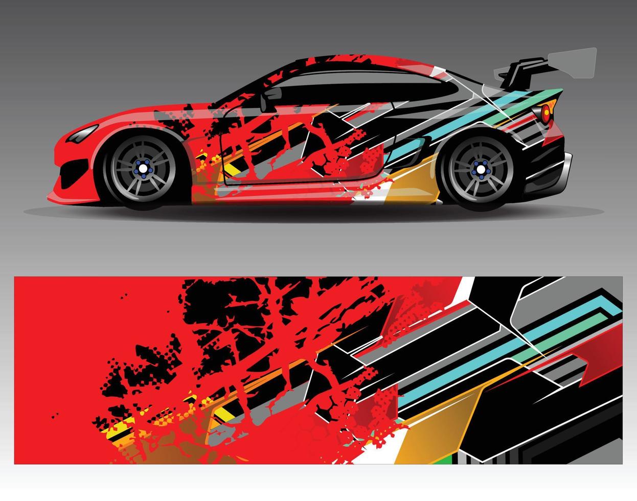 bil dekal grafisk vektor wrap vinyl klistermärke. grafisk abstrakt randdesign för racingfordon