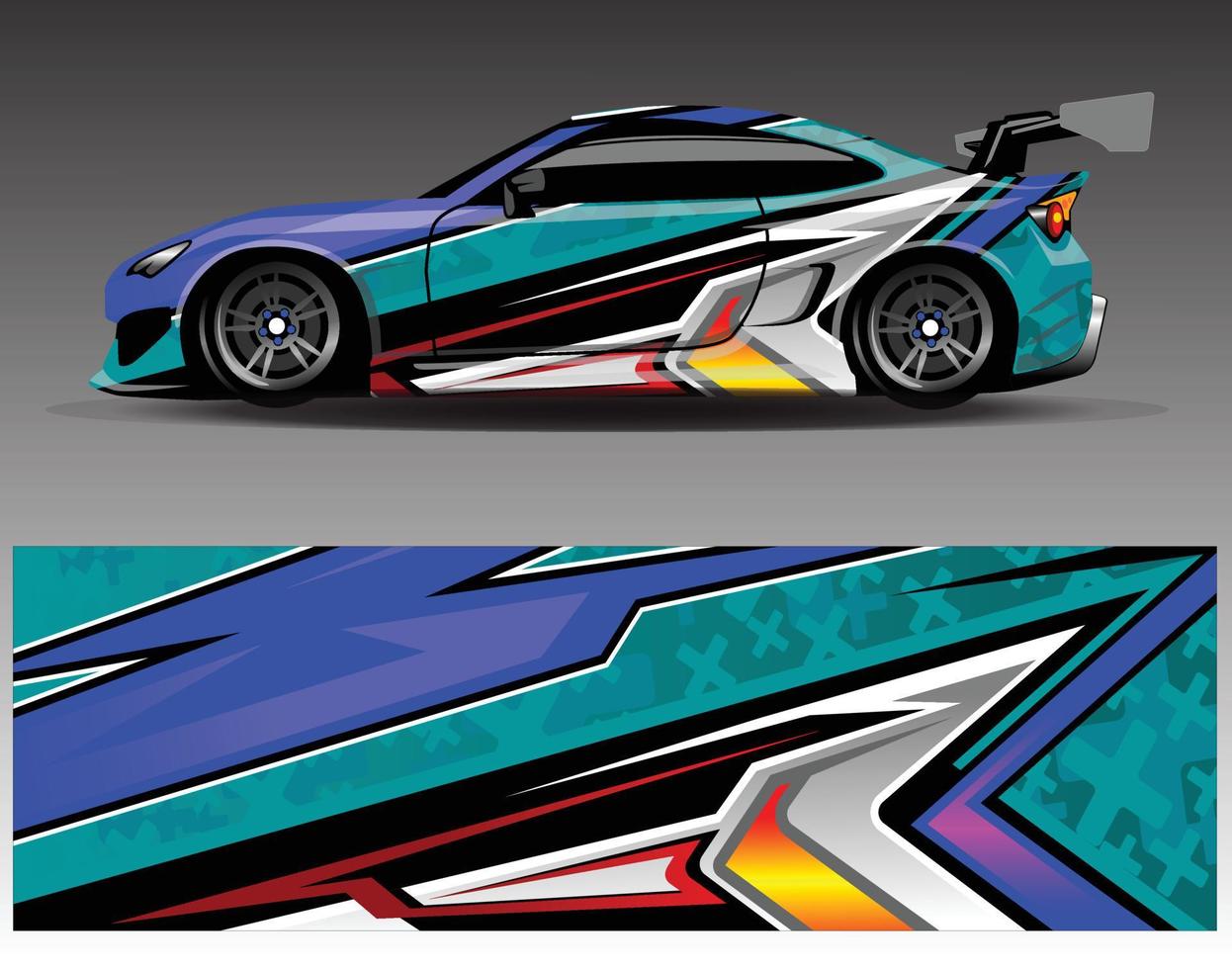 bil dekal grafisk vektor wrap vinyl klistermärke. grafisk abstrakt randdesign för racingfordon