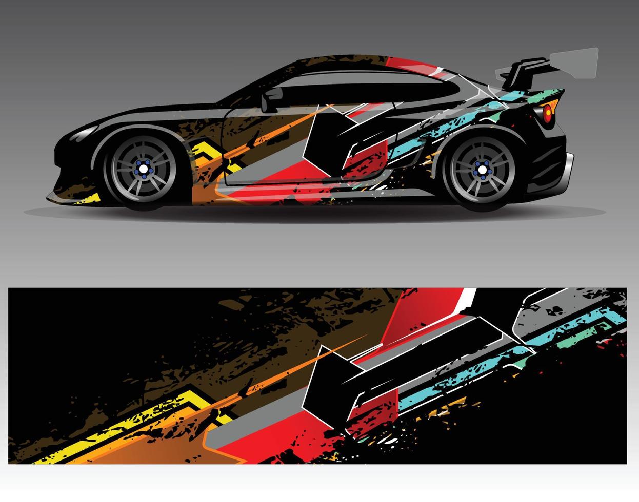 bil dekal grafisk vektor wrap vinyl klistermärke. grafisk abstrakt randdesign för racingfordon