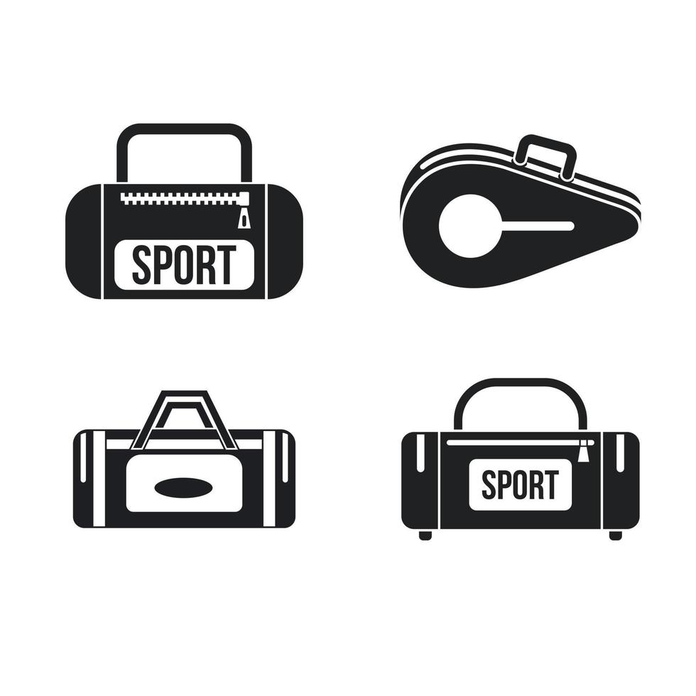 sportväska ikonuppsättning, enkel stil vektor