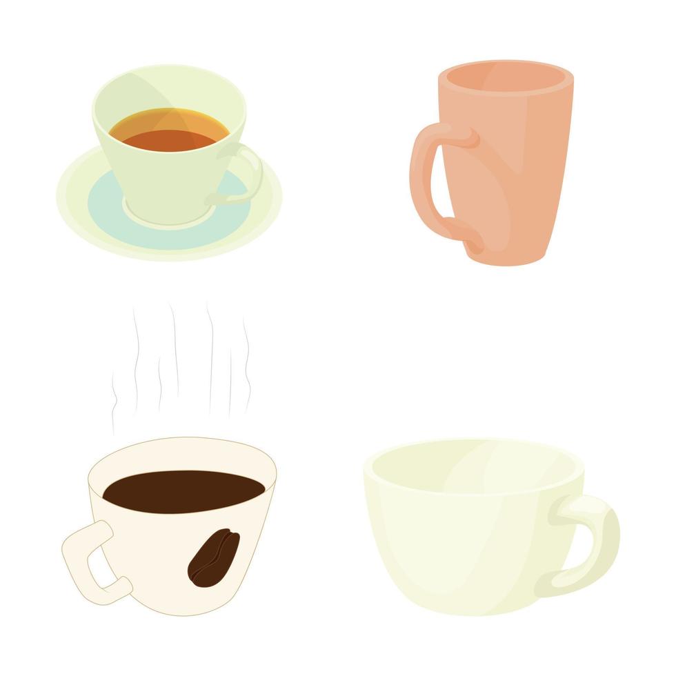Cup-Icon-Set, Cartoon-Stil vektor