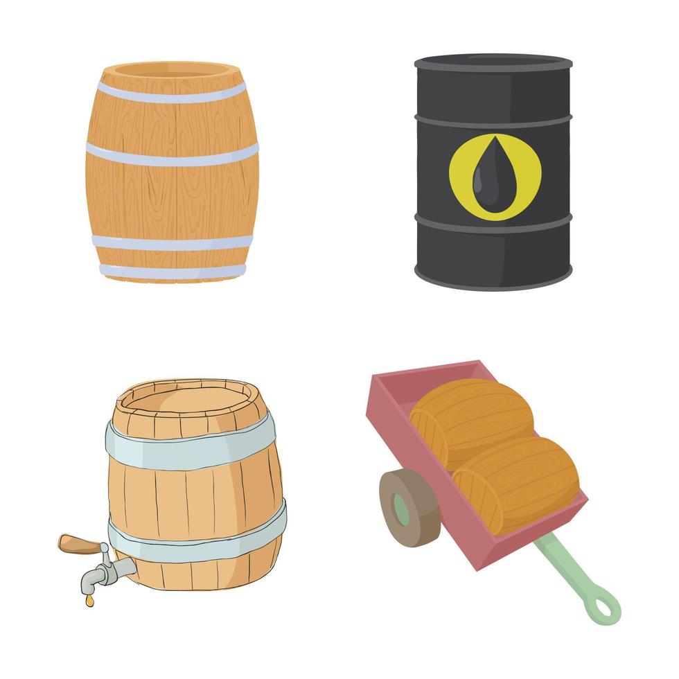 Barrel-Icon-Set, Cartoon-Stil vektor