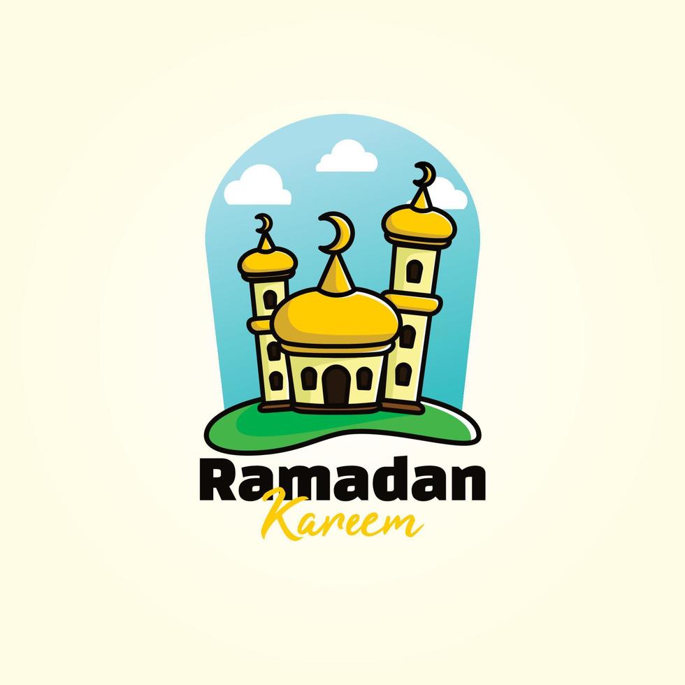 niedlicher ramadan kareem mit moscheenkunstillustration vektor