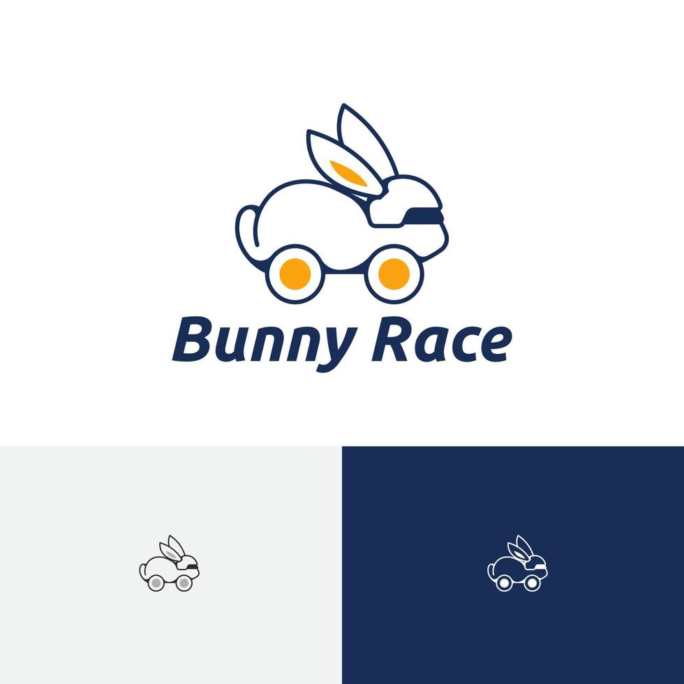 bunny race kanin bil kul åktur bil logotyp vektor