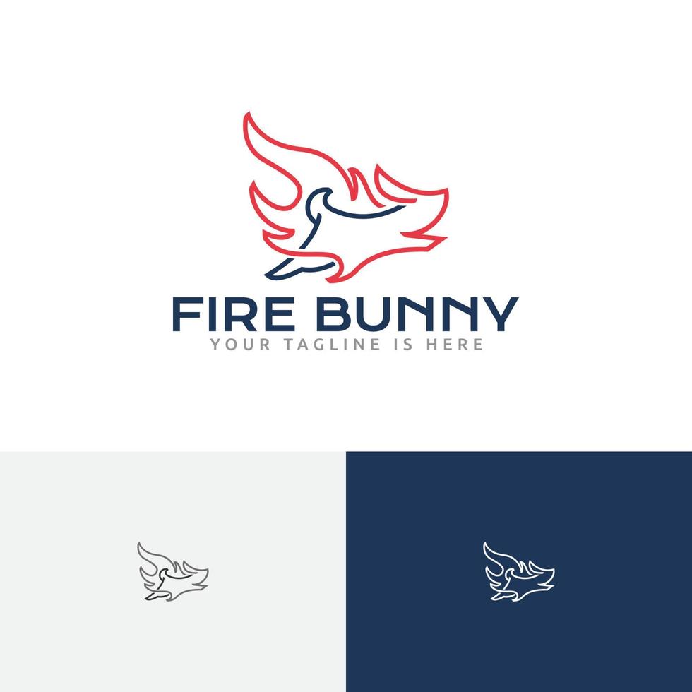 Flamme, Feuer, Hase, Tier, Lauflinie, Logo vektor
