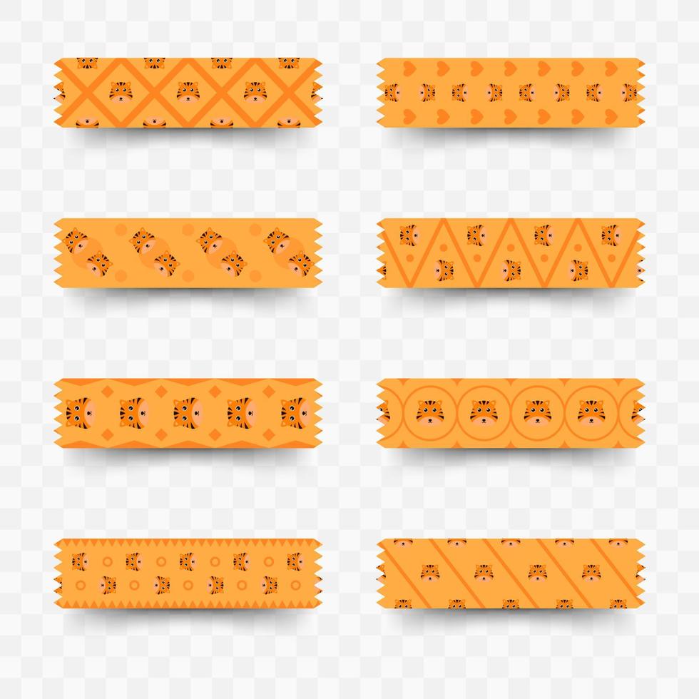 Set Tiger Washi Tape vektor