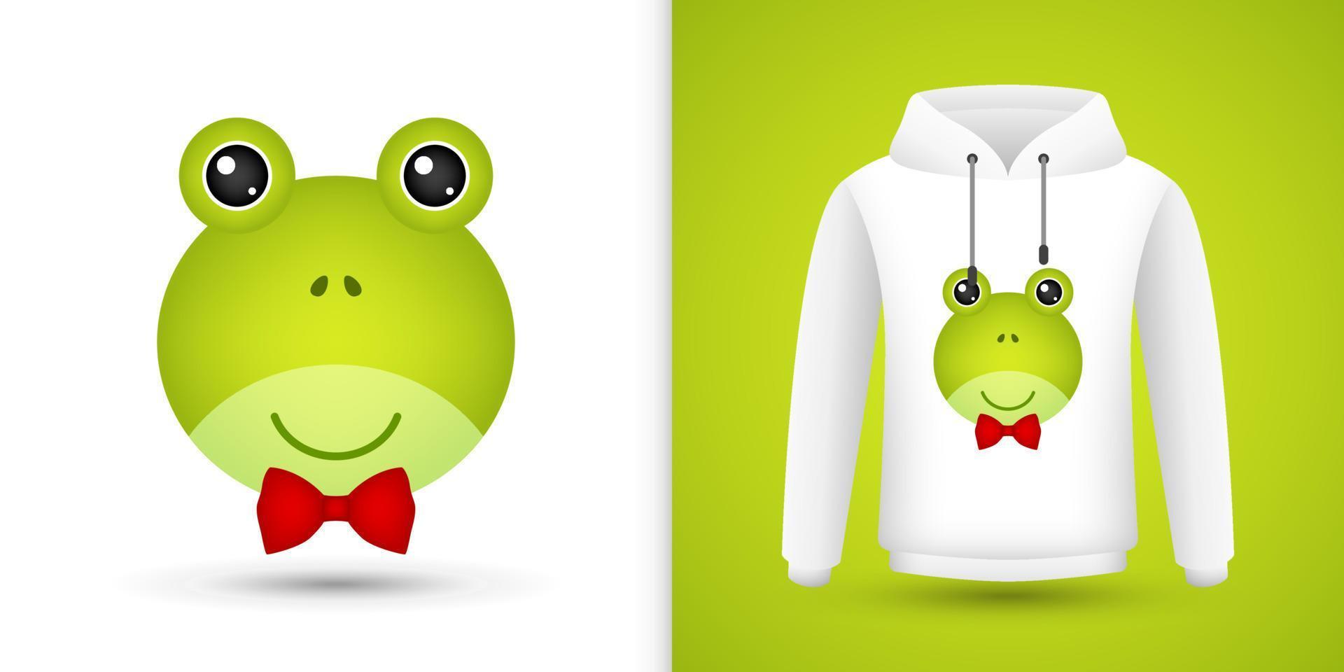 Froschkopf auf weißem Sweatshirt Hoodie vektor