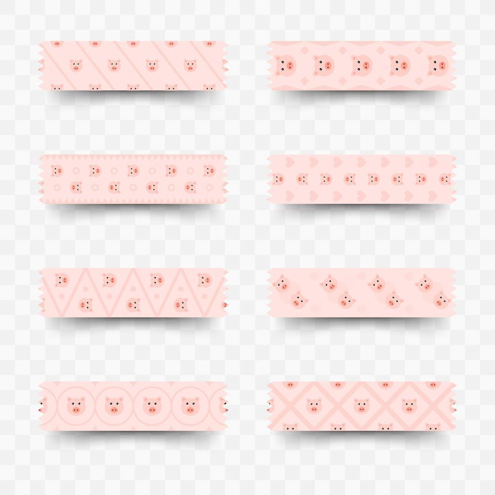 Set Schweine-Washi-Tape vektor