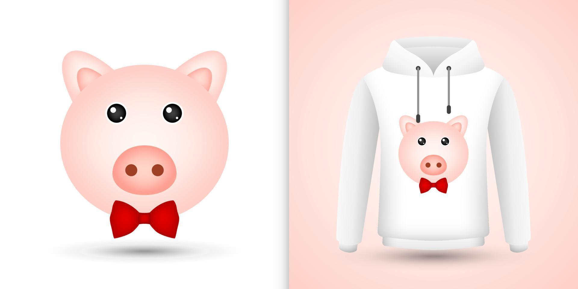 Schweinekopf auf weißem Sweatshirt Hoodie vektor