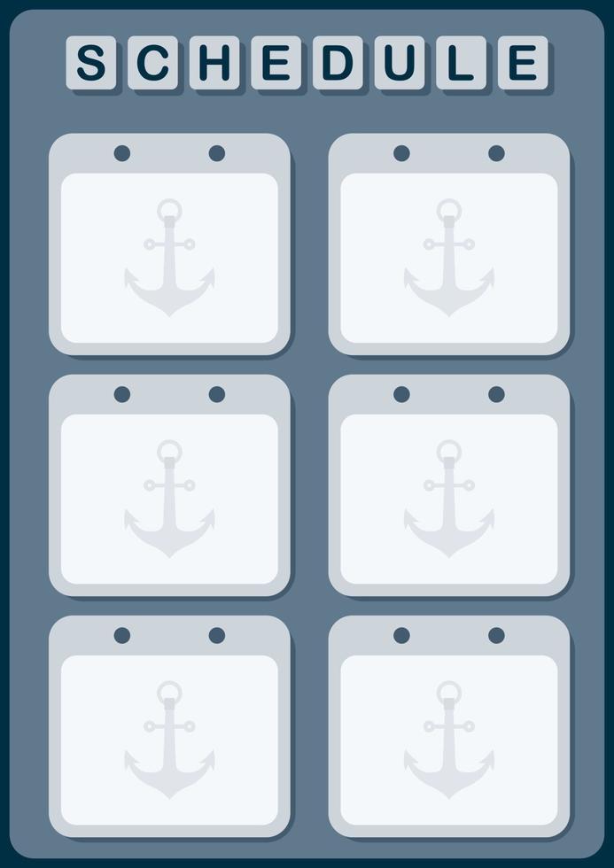 dag- och veckoplanerare med ankare vektor