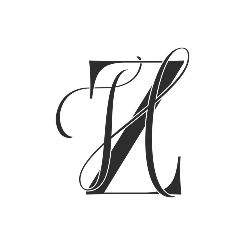 zh, Hz, Monogramm-Logo. Kalligraphisches Signatursymbol. Hochzeitslogo Monogramm. modernes Monogrammsymbol. Paarlogo für die Hochzeit vektor