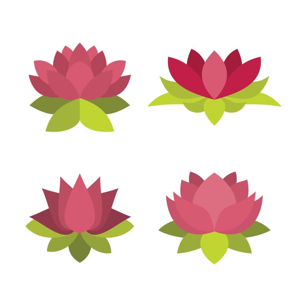 lotus ikonuppsättning, platt stil vektor