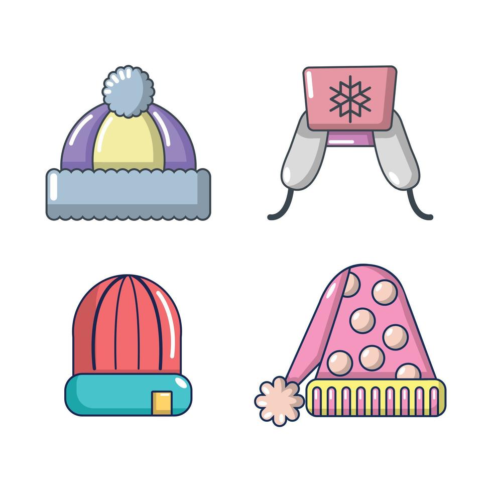 Winterhut-Icon-Set, Cartoon-Stil vektor