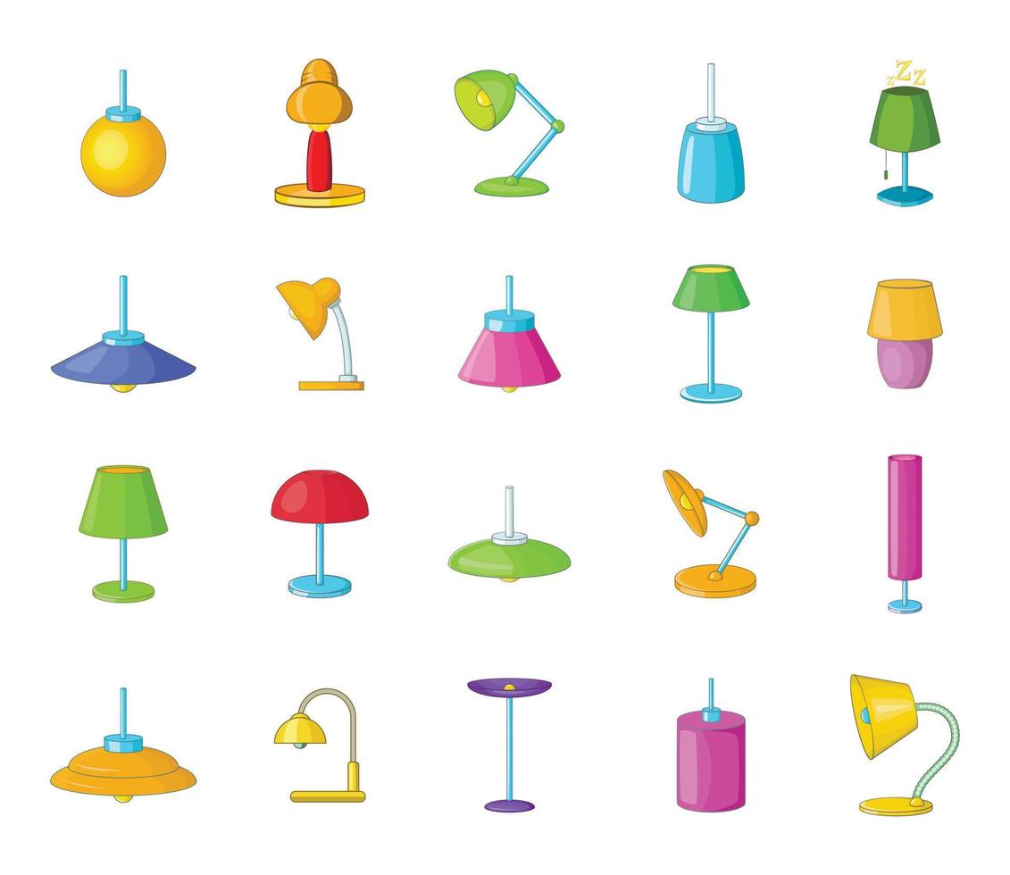 Lampen-Icon-Set, Cartoon-Stil vektor