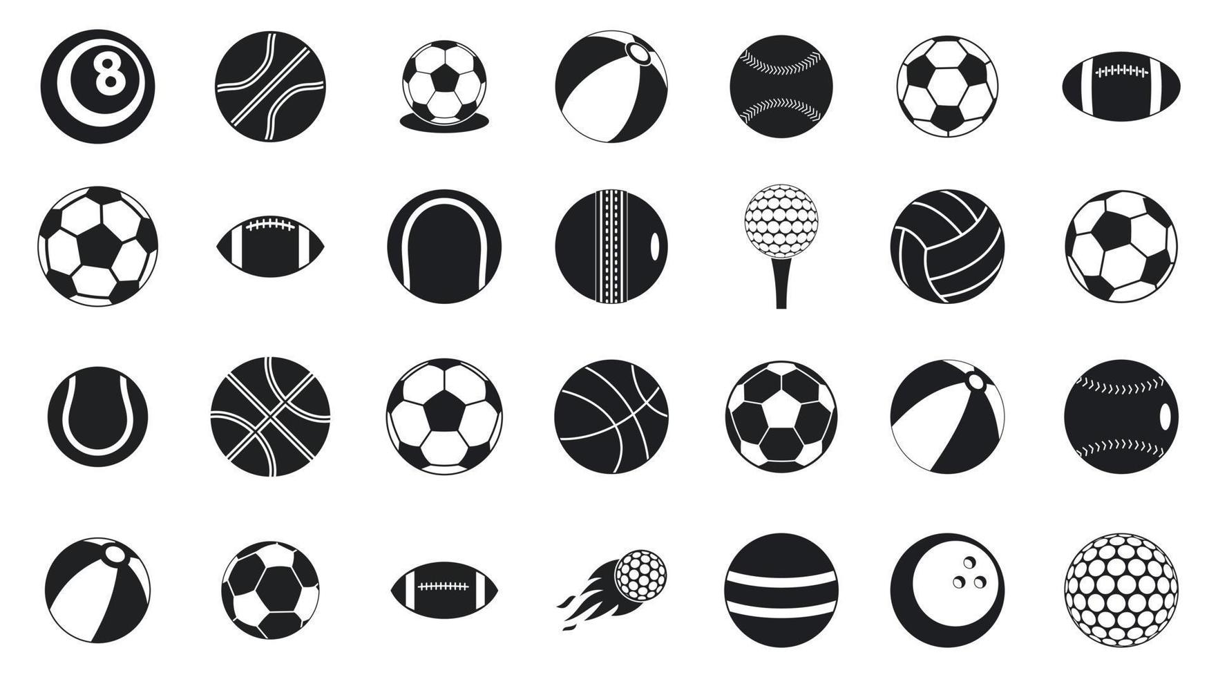 Ball-Icon-Set, einfachen Stil vektor